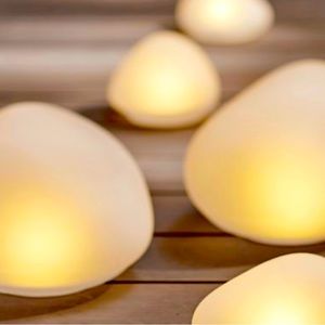 Pottery Barn - Large, Frosted LED Glass Stone Light, Outdoor